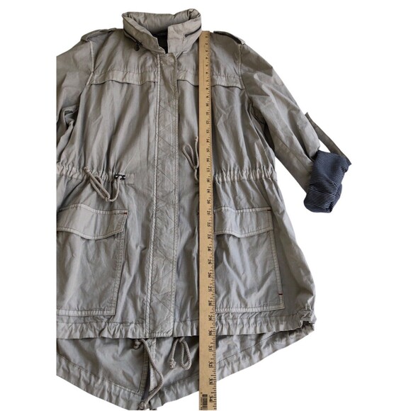 Levi’s lightweight fishtail anorak jacket hidden hood womens size L gray utility - Picture 6 of 12